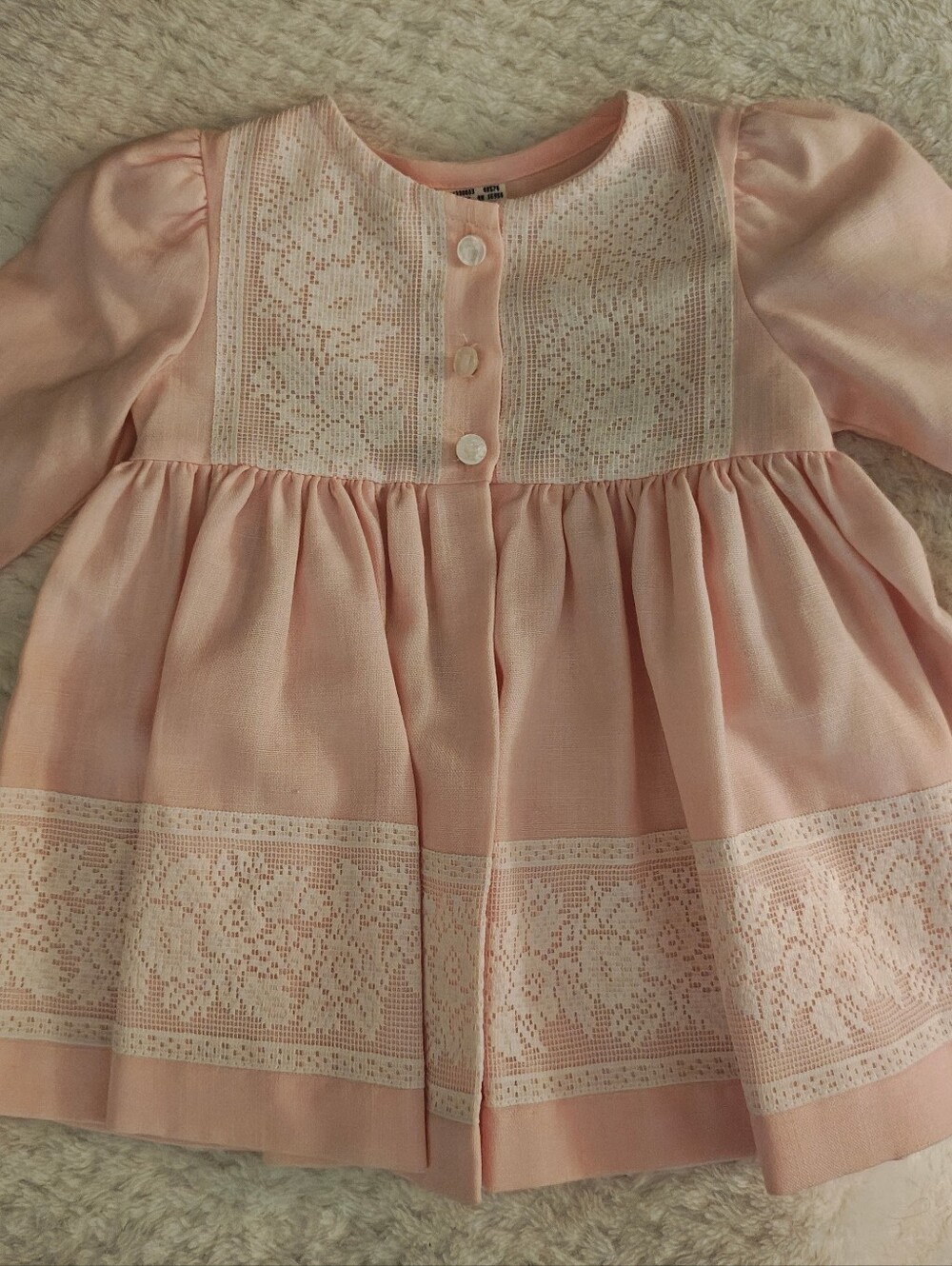 Vintage Baby Soft Pink 2 Piece Set with Lace Paneling 12 M